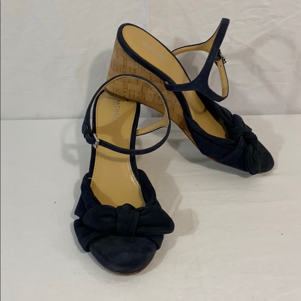 Michael Kors blue suede cork wedges